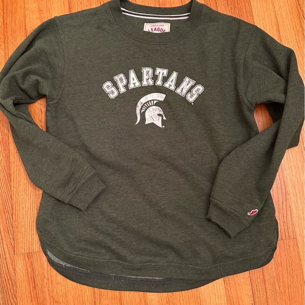 Michigan State Spartans Logo Sweatshirt Adult M Green Crewneck #j6